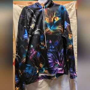 Unbranded Colorful Cat Print Hoodie Sweatshirt Women's Size 4XL